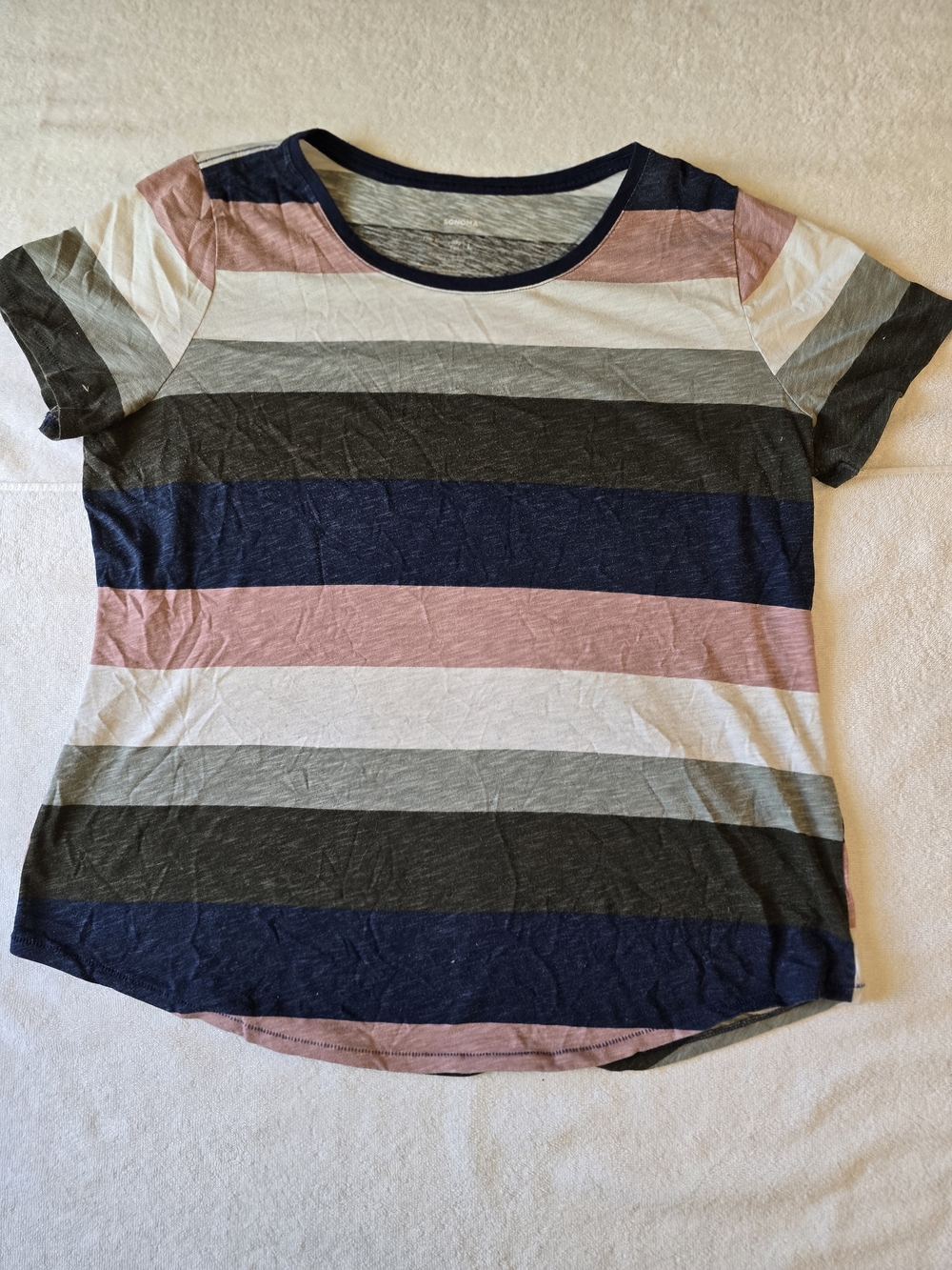 Sonoma Striped Scoop Neck Tee - Pink, Navy, Gray, White